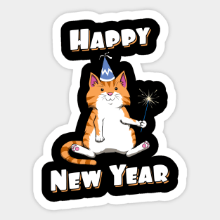 New Year Quotes Happy New Year Cat Pun Sticker